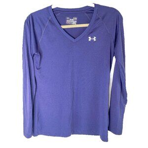 Under Armour Womens purple Short Sleeve Semi Fitted Tech V-Neck T-Shirt Small